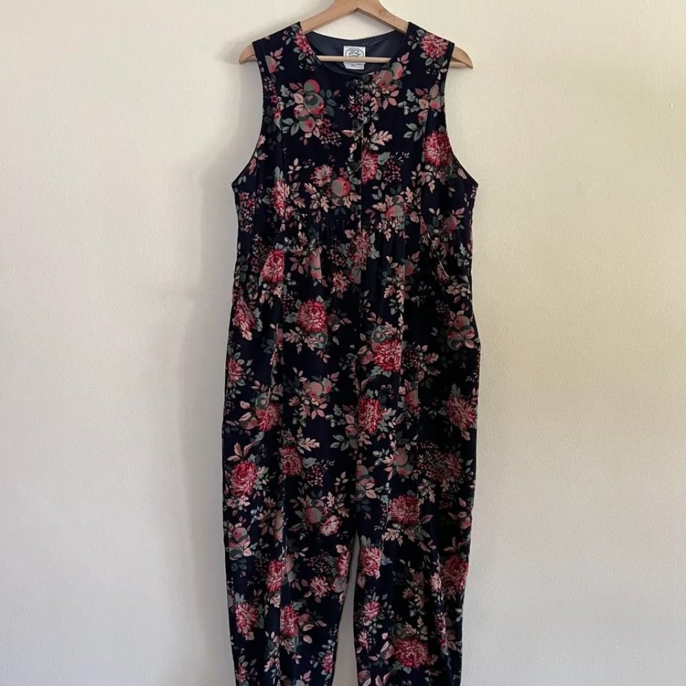 Laura Ashley  EUC Vintage Corduroy Floral Jumpsuit S